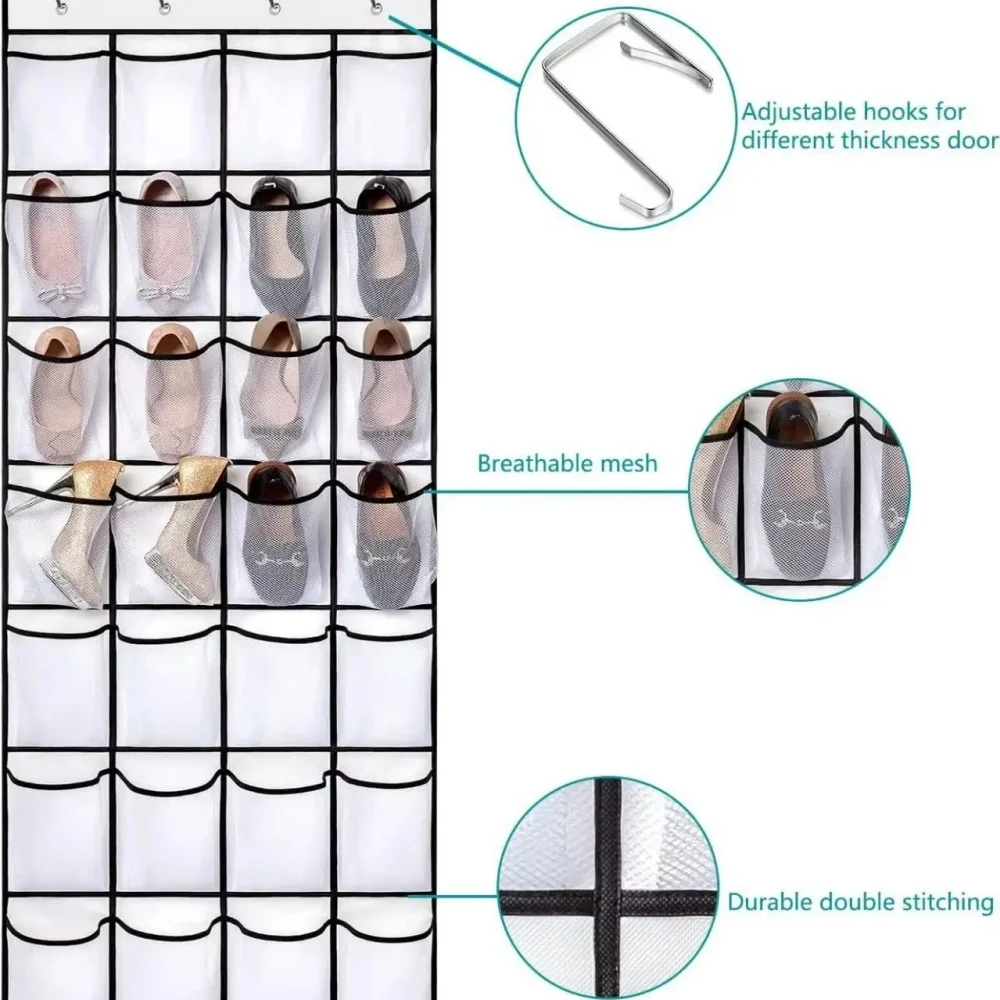 Over The Door Shoe Rack With12/24/28/35/40 Large Mesh Pockets Hanging Shoe Organizer For Closet Hanging Shoe Rack Holde