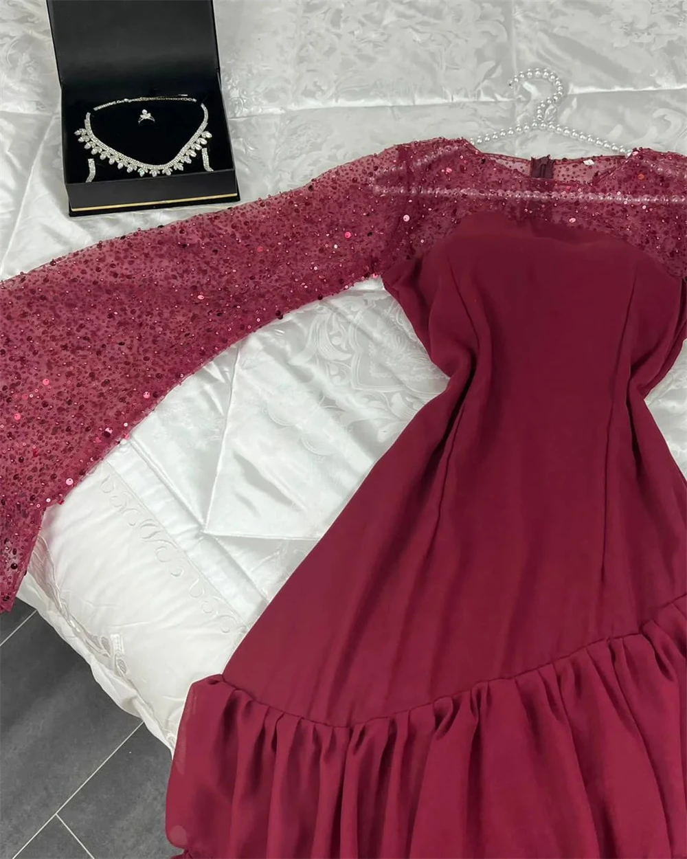 Robe de Bal en Mousseline de Soie à Paillettes Superposées, Tenue Éducative de ixde Célébrité