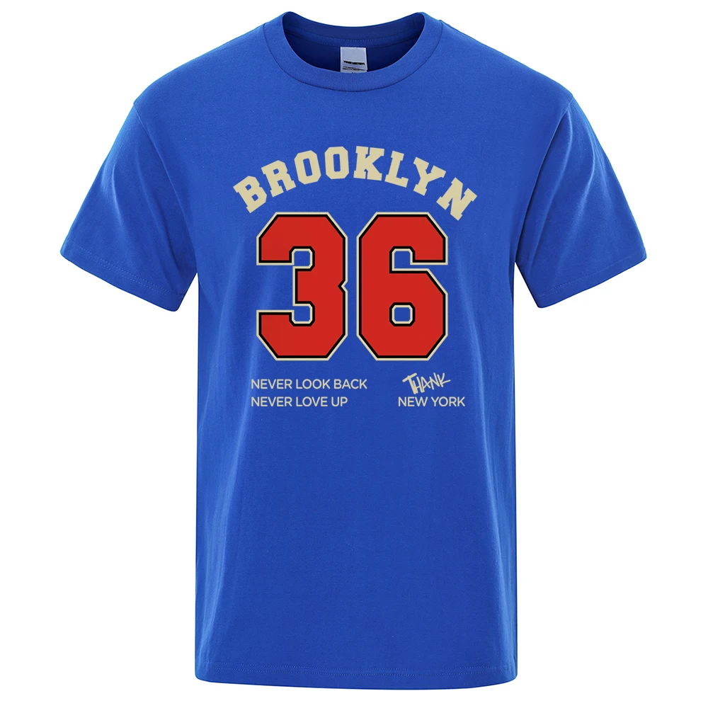 Brooklyn 36 New York Street Letter Print Tops Mann Casual T-Shirt Kleidung T-Shirts Rundhals Sommer T-Shirt Schweiß Baumwolle Lose T-Shirt