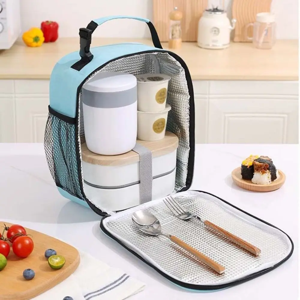 Food Storage Bag Vertical Insulated Lunch Bag Dopamine color Double Zipper Meal Pack Reusable Large Capacity Picnic Bag Office