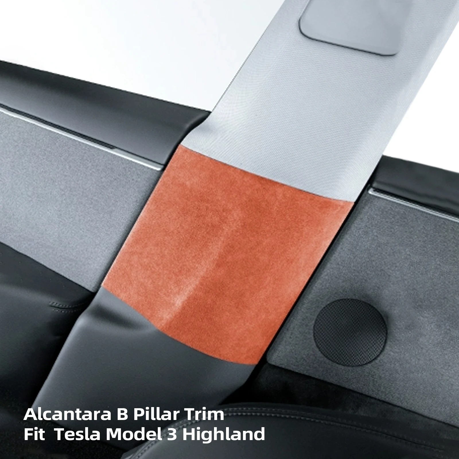 Alfanxi B Pillar Decration Trim Kit  Alcantara Material B Pillar Cover Compatible with Tesla Model 3 Tesla Highland