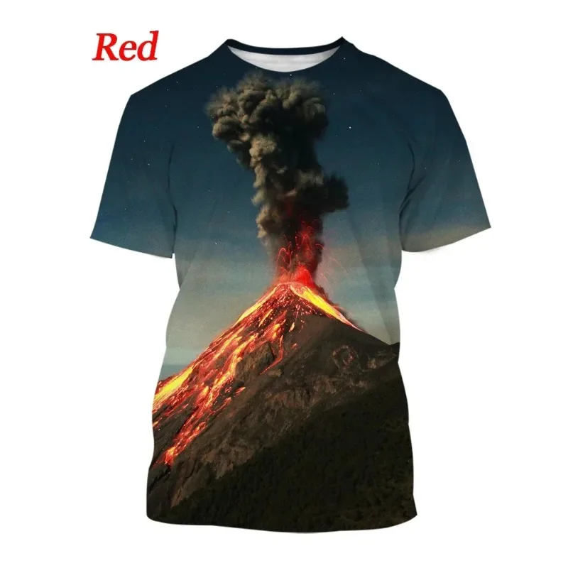 Summer Fashion Children Teen Cool Clothes T Shirts Casual Harajuku Style Volcano Eruption Graphic Print Boy Girl T-Shirt Tops