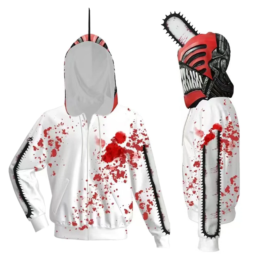 Denji Cosplay Hoodie Anime Chain Cosplay Saw Man Cosplay Costume Hooded Sweatshirt Men Halloween Casual Streetwear Pullover