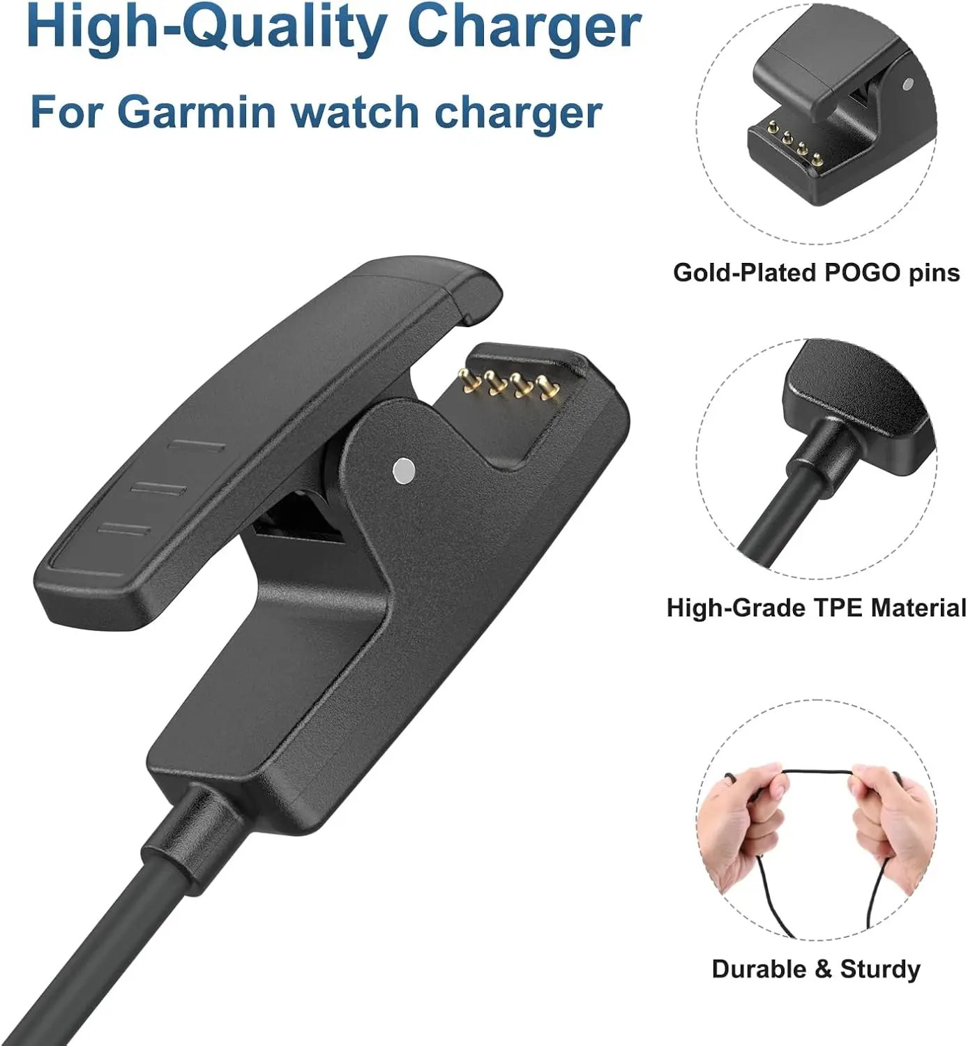 Cable cargador de USB-A tipo C para reloj inteligente Garmin Forerunner 35, soporte de carga, Clip de repuesto, accesorios adaptadores de Cable de reloj
