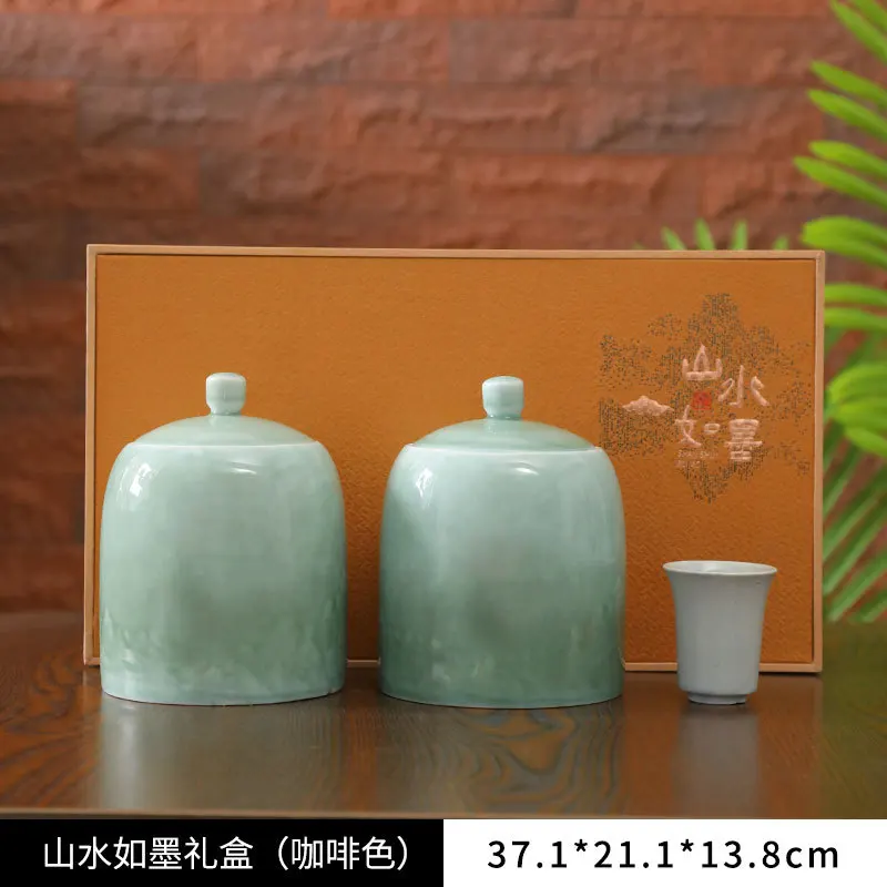 

Ceramic Tea Canister Gift Box Tea Warehouse Storage Tea Canister Sealed Storage Tea Canister Tea Set Tea Packing Cans Home Gift