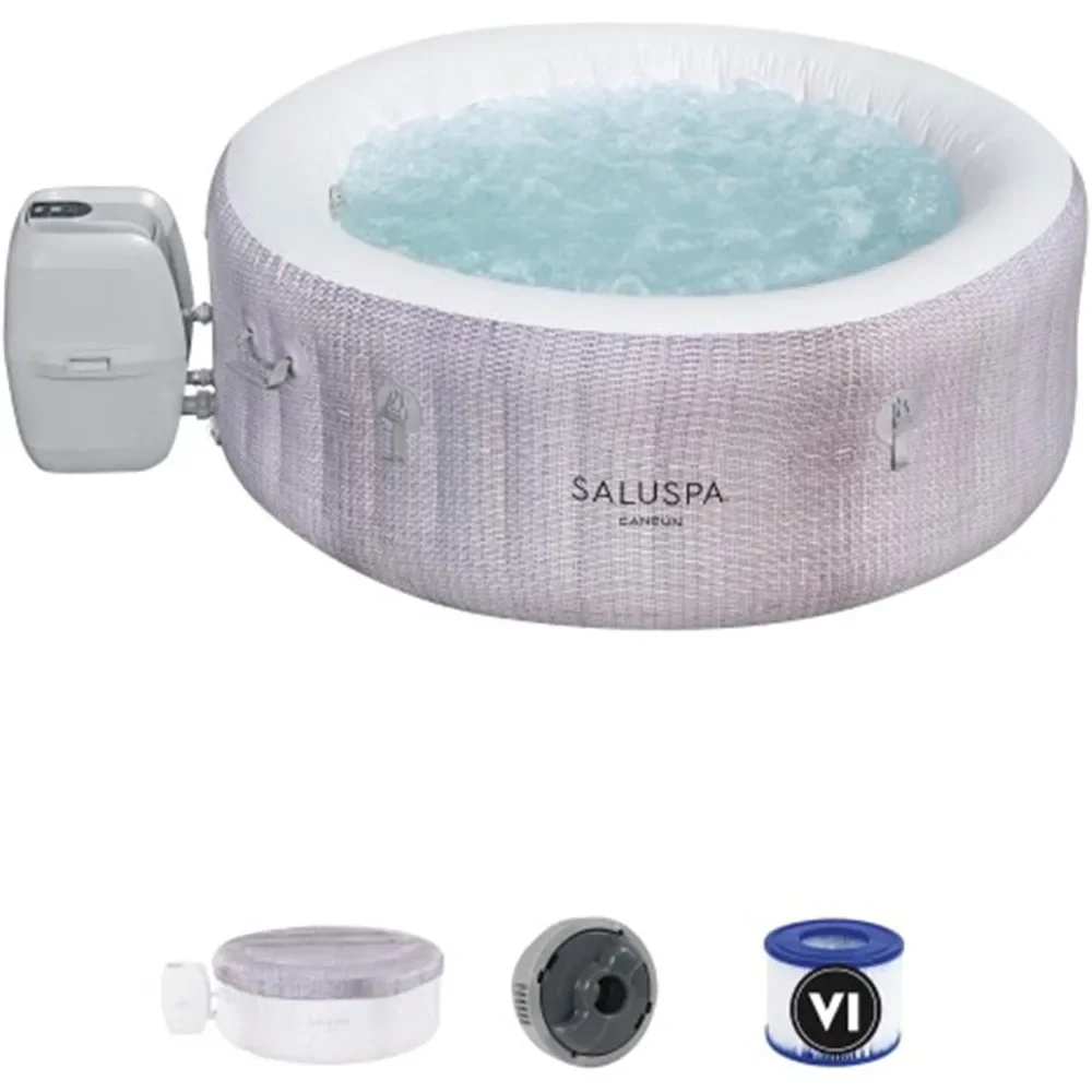 2 to 4 Person Inflatable Hot Tub, 71 x 26 Inch Round Portable Outdoor Spa with 120 Soothing Jets