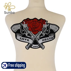 Patches for Jackets Iron on Rose Embroidered Patch Pacth for Backpacks Decorative Punk Gun Patches