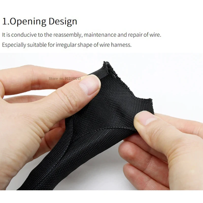 Black/orange/white Self closing wire sleeve flame-retardant cable protection Sock Tube automotive wire harness - view 5
