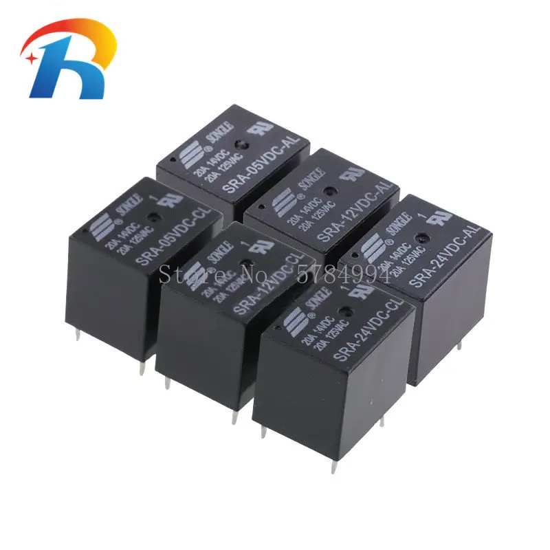 20PCS SRA-05VDC-AL SRA-12VDC-AL SRA-24VDC-AL SRA-05VDC-CL SRA-12VDC-CL SRA-24VDC-CL 20A 4Pin 5Pin DC5V 12V 24V Automobile relay