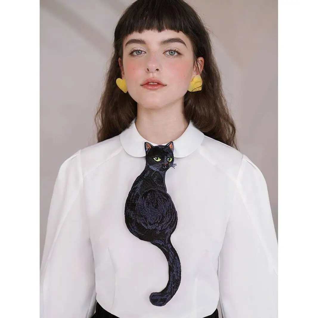 Original Design Tie Black Cat Series French Retro Niche Design Sense Bow Tie Women Have Personality