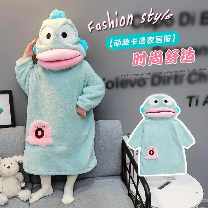 

Sanrio Hello Kitty Hooded Sleeping Kawaii Anime Children's Clothing Winter Cute Fashion Clothes Casual Funny Sleepwear New Style