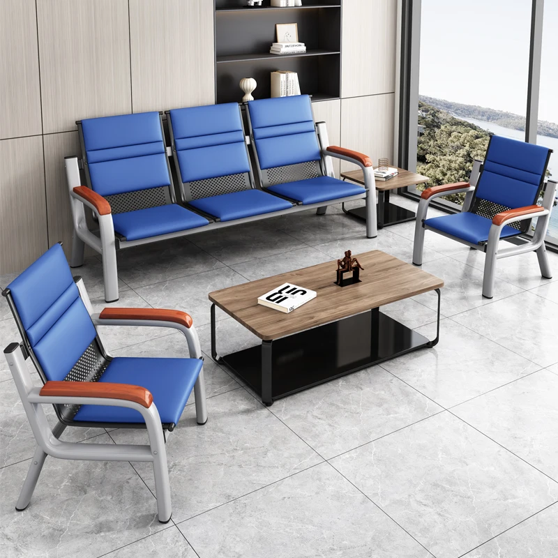 

Simple three-person row chair reception simple coffee table combination