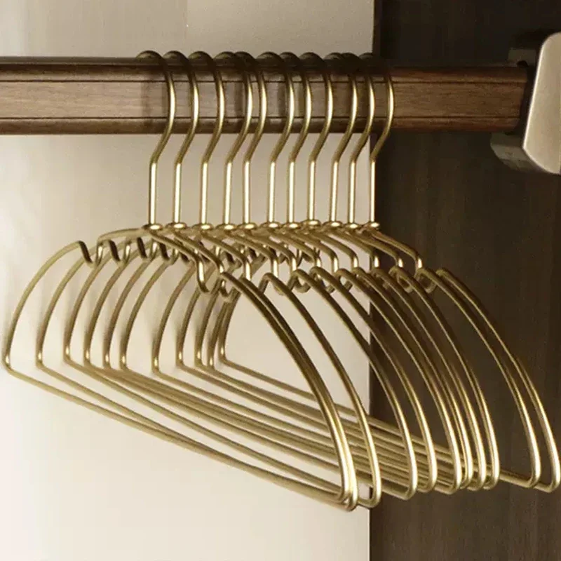10pcs Clothes Hangers Anti-slip Traceless Design Skirt Dress Drying Rack Aluminum Alloy Storage Hanger Wardrobe Coat Organizer