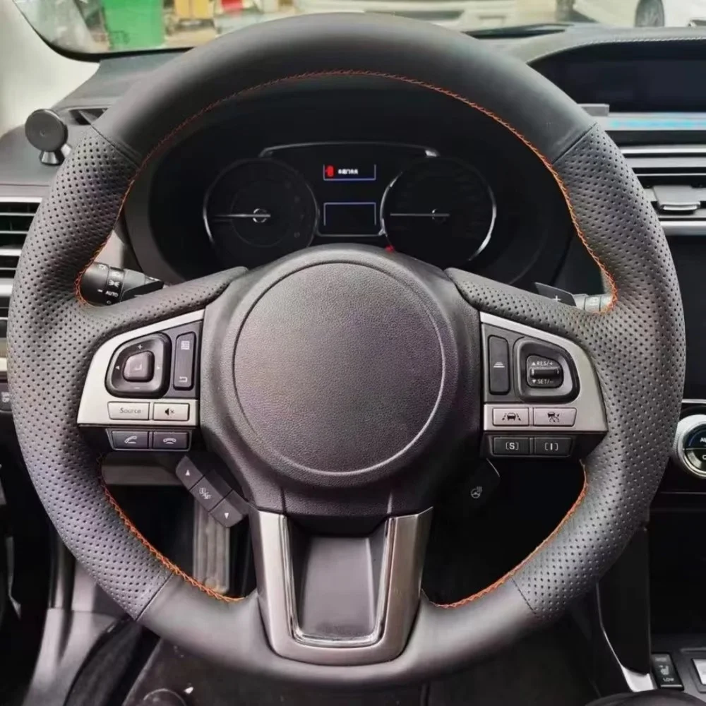 Handgenähter schwarzer Mikrofaser-Leder-Lenkradbezug 2015-2017 Outback 2014-2017 Forester 2015 für Subaru Legacy XV. – Detail 1