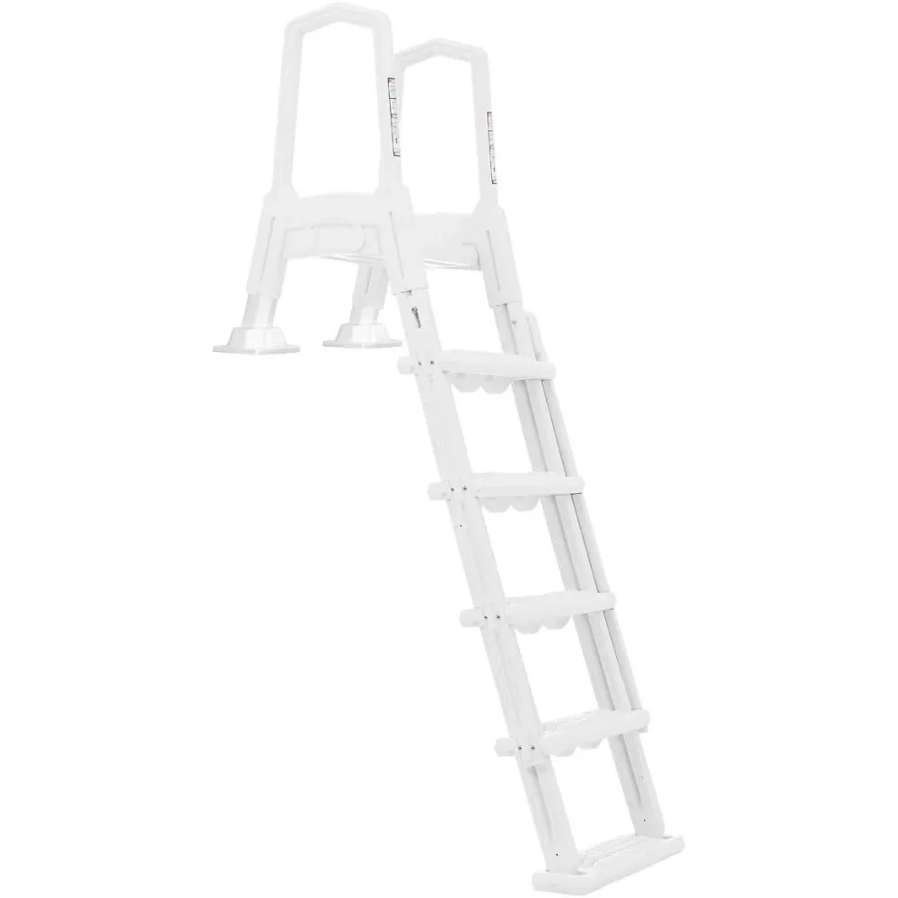 

Deluxe Incline Above Ground in-Pool Swimming Pool Ladder Pool Step Adjustable Ladder, White