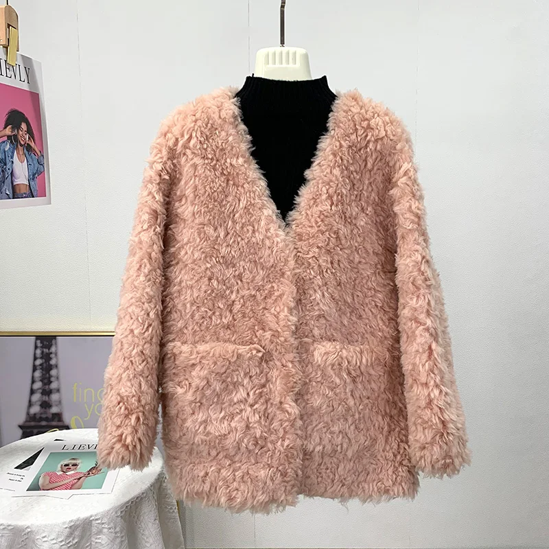 AYUNSUE Casual Fur Coats for Women 2023 Winter Sheep Shearing Jacket Women Wool Coats Fur Jackets New Streetwear Abrigos Mujer