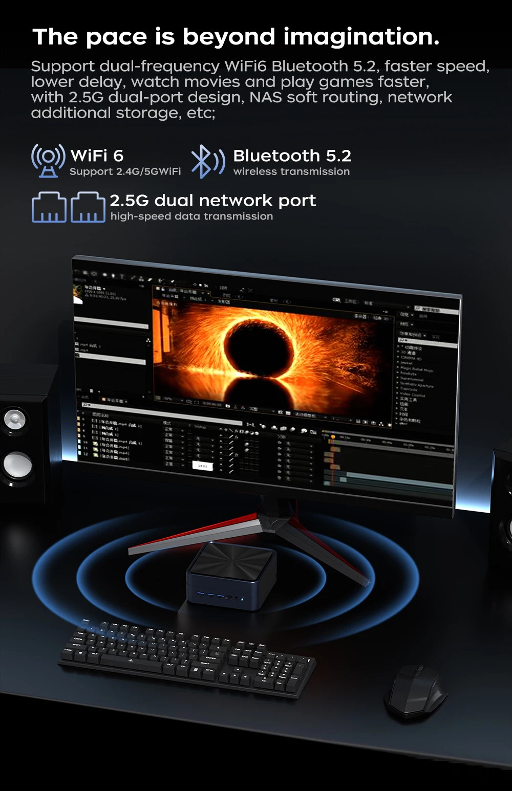 TexHoo MINI PC AMD R7 8745HS 7840HS 7735HS R5 6600H DDR5 NVMe Dual HDMI DP 4K Wifi6 WComputer da gioco desktop Doppie porte di rete