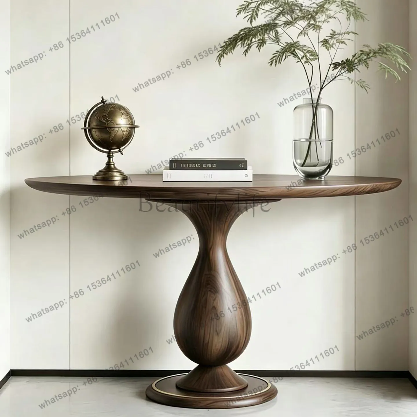 New Chinese-style North American black walnut entrance table Modern simple light luxury entrance foyer end view table