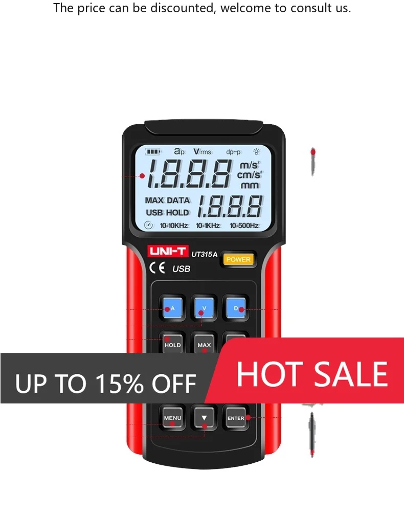 

UNI-T Ut315A High Precision Vibration Meter Professional Instrument For Industrial Motor Fault Vibration In Southasia And Africa