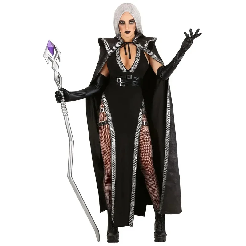 

Sexy Gothic Devil Witch Magician Fancy Costume Halloween Carnival Party Scary Wizard Vampire Cosplay Dress lf[5
