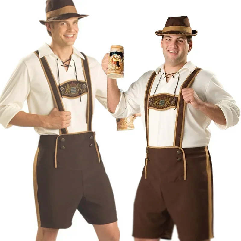 Halloween Hansel Bavarian Leather Pants Oktoberfest Men's Costume Munich German Festival Costume Man  Cos Play Costumes