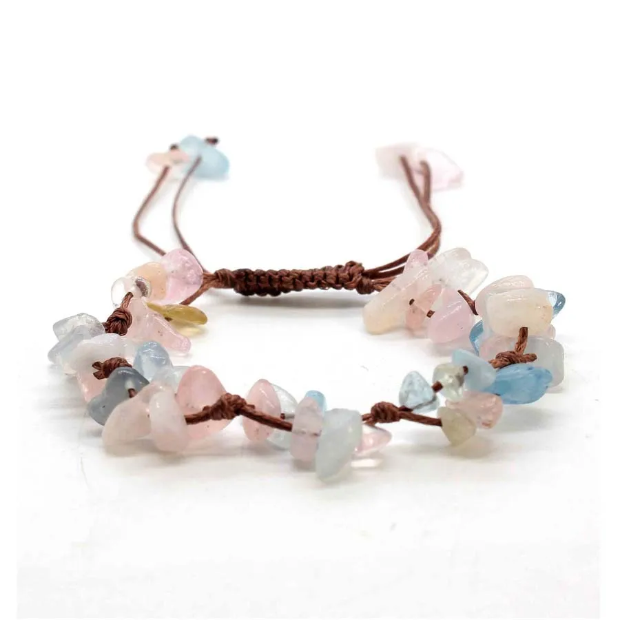 Macrame Crystal Chip Stone Braided Bracelet, Adjustable