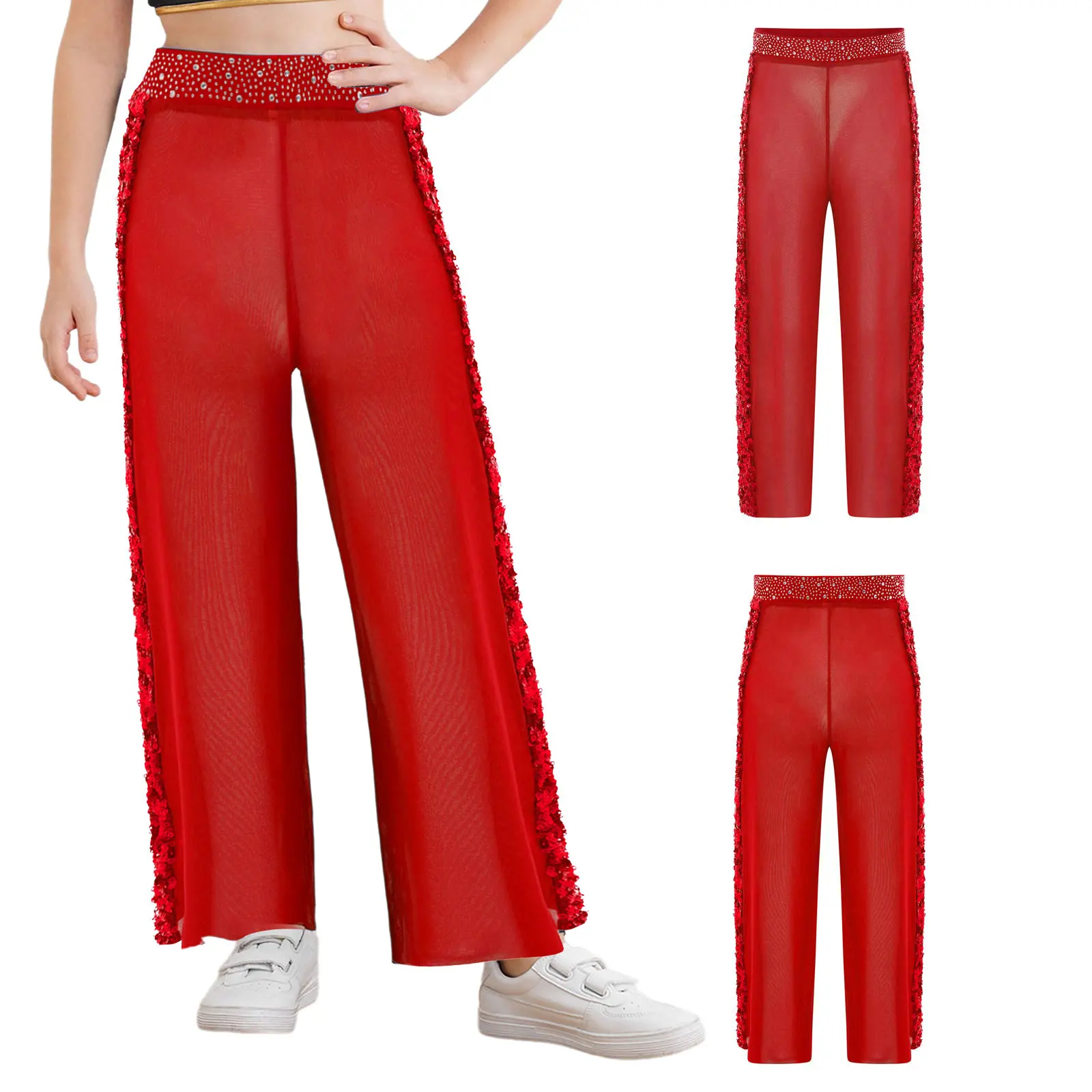 Crianças meninas patinação artística traje de dança moderna manga longa lantejoulas strass malha pura ballet collant para chacha dança latina