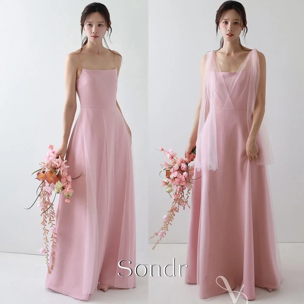 Sondr Customized 2 Style Korean Wedding Dresses Photography Pink Elegant Bridal Party Gown Zipper Back Evening Gown