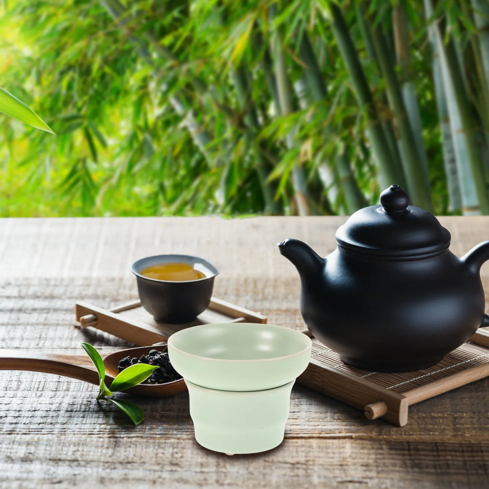 مصفاة فلتر شاي سيراميك، تصميم أنيق سهل التنظيف للمنزل والمكتب، أداة مصفاة الشاي، مصفاة شبكية رفيعة على شكل أوراق شجر فضفاضة