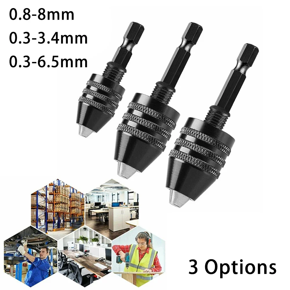 1pc Multi Keyless Drill Chuck 0.3-8mm Conversion Tool 1/4