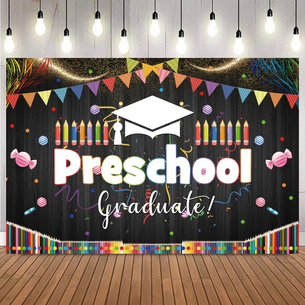 Preschool Kindergarten Graduate Photography Backdrop 2025 Congrats Grad Graduation Ceremony Prom Party Photo Background Props