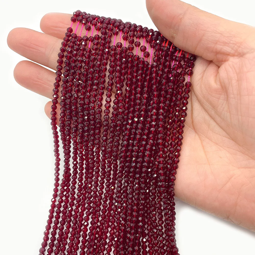 Glass Spinel Necklace Seed Bead 2mm 3mm Faceted Round Small Charms Loose Beads Jewelry Making Earrings Bracelet DIY Accessories