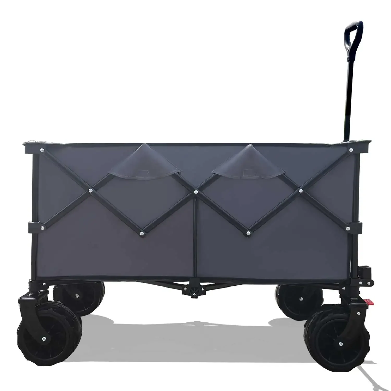 Multi-terrain Steel Frame Folding Wagon Trolley Collapsible Folding Wagon Cart With Extension Handle