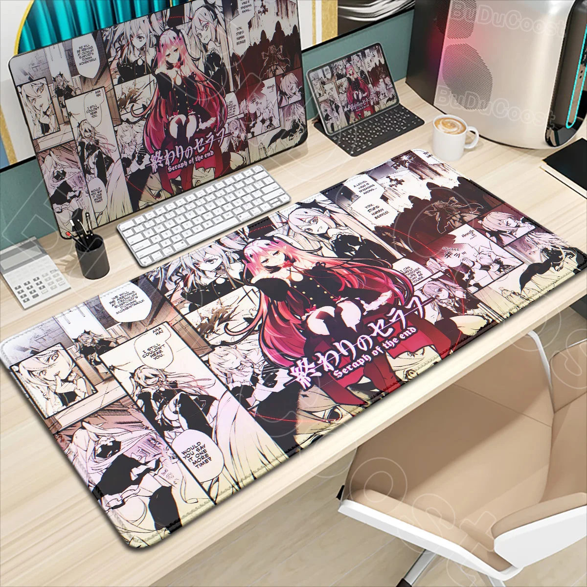 

Japanese Anime Seraph of The End Mouse Pad XXL Large Gaming Mousepad Kawaii Anime Girl Krul Shinoa Hiiragi Desk Mat Game Pc Mats