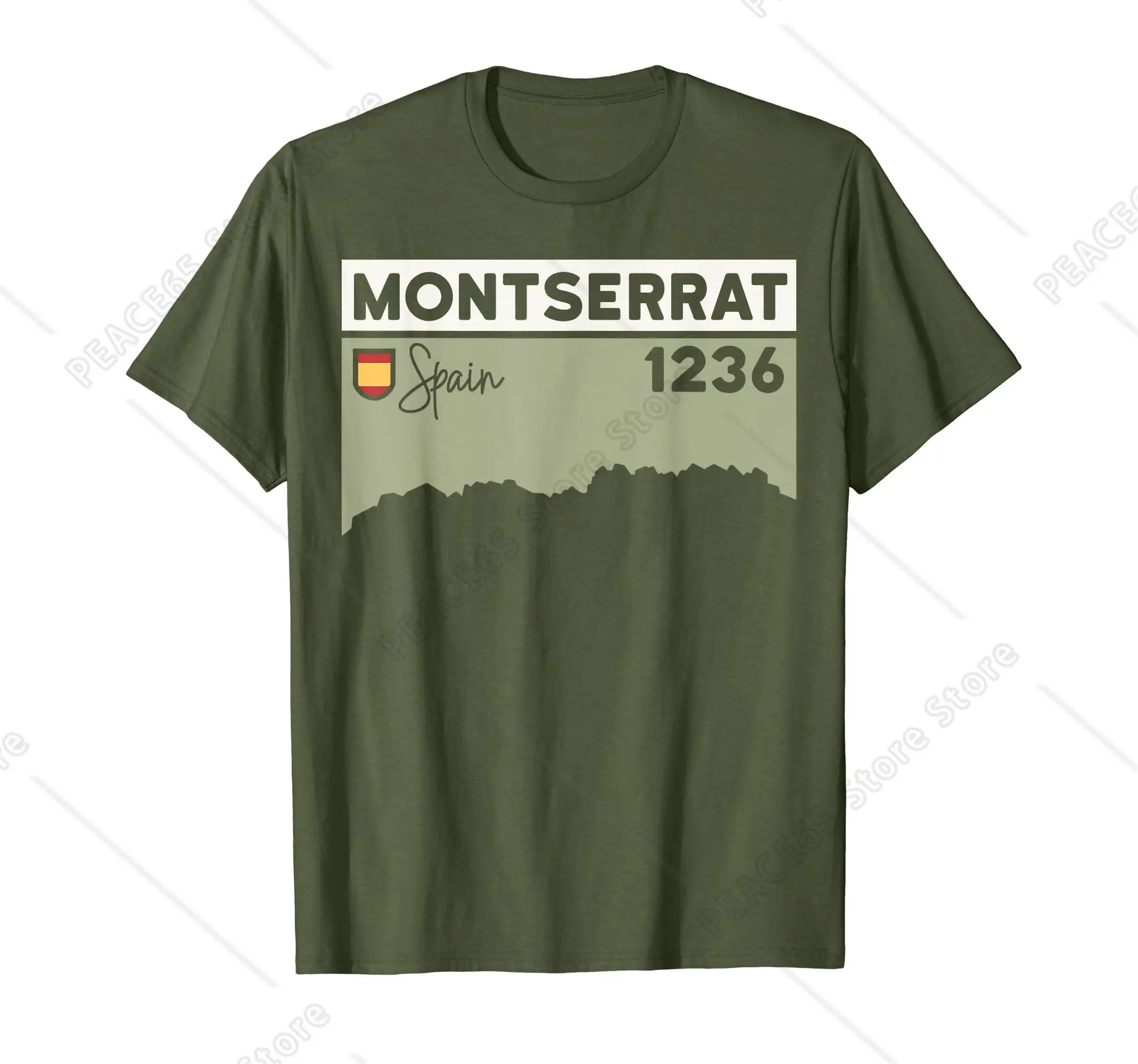 Montserrat Height Hike Monastery Barcelona Spain Hiking T-Shirt Cotton Short Sleeve Unisex