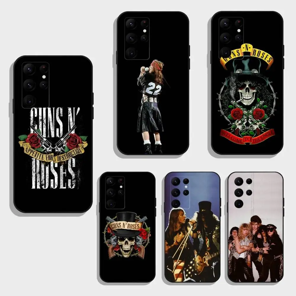 حافظة هاتف G-Guns N A-Axl Rose Roses لهاتف سامسونج S25، S24، S23، S22، S21، S20، Ultra، Plus، FE غطاء ناعم أسود #1
