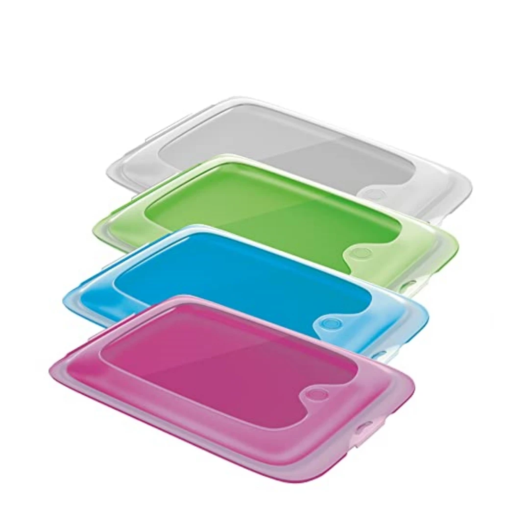 STARLEY-Set de 4 Recipientes Porta Embutidos y Alimentos,Caja de embutidos fresca,reutilizable, apilable, Ahorrador de Espacio,Organizador Nevera