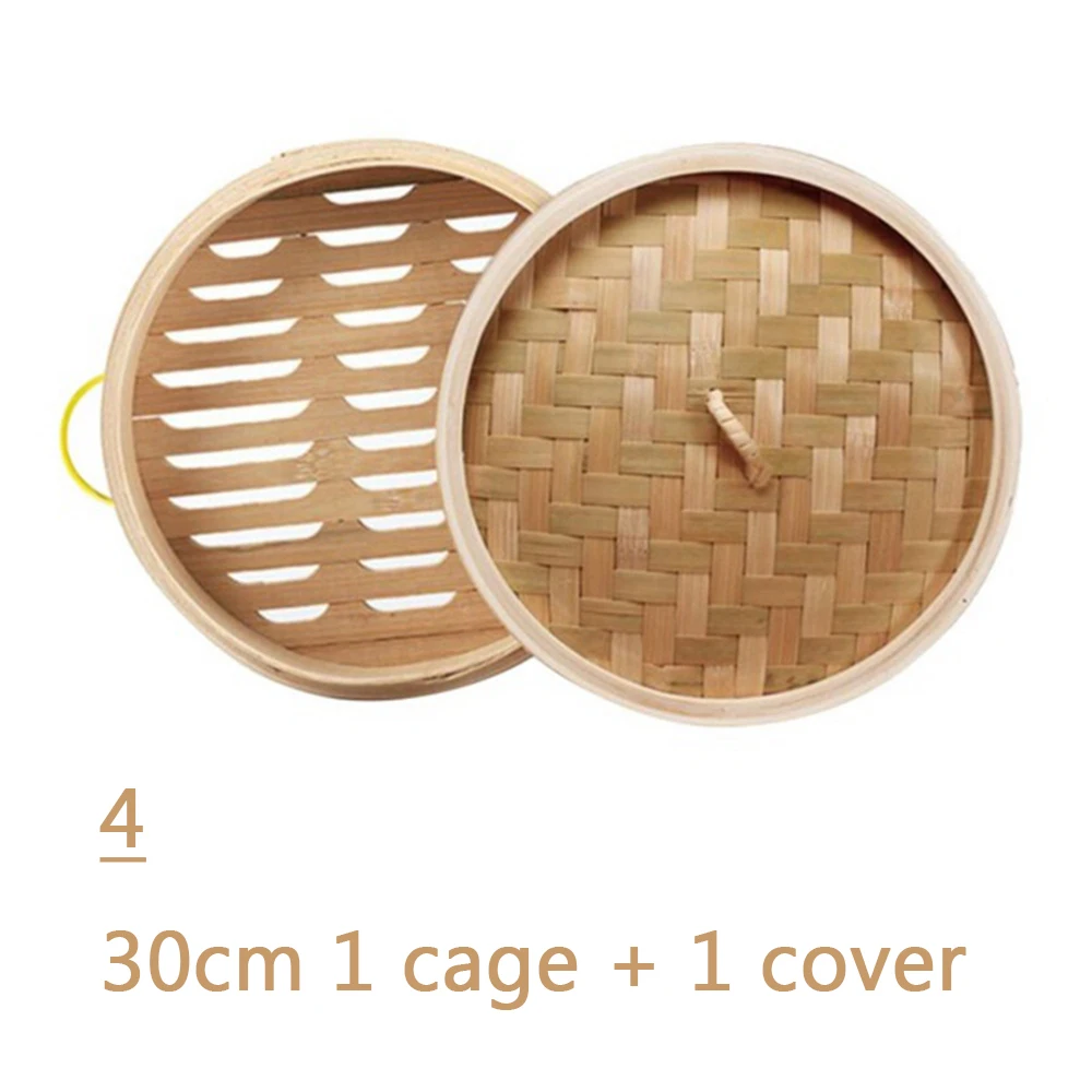 Healthy Wooden Vegetables Buns Making Cooking with Handle Cookware Basket Kitchen Tool Bamboo Steamer Cage