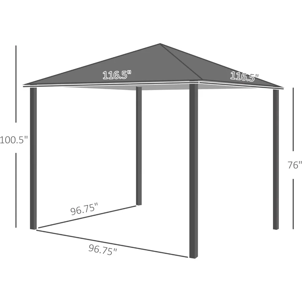tu-10x10 Patio Gazebo Canopy Shelter with Netting & Curtains Vented Roof for Garden Lawn Backyard Deck, Custom-