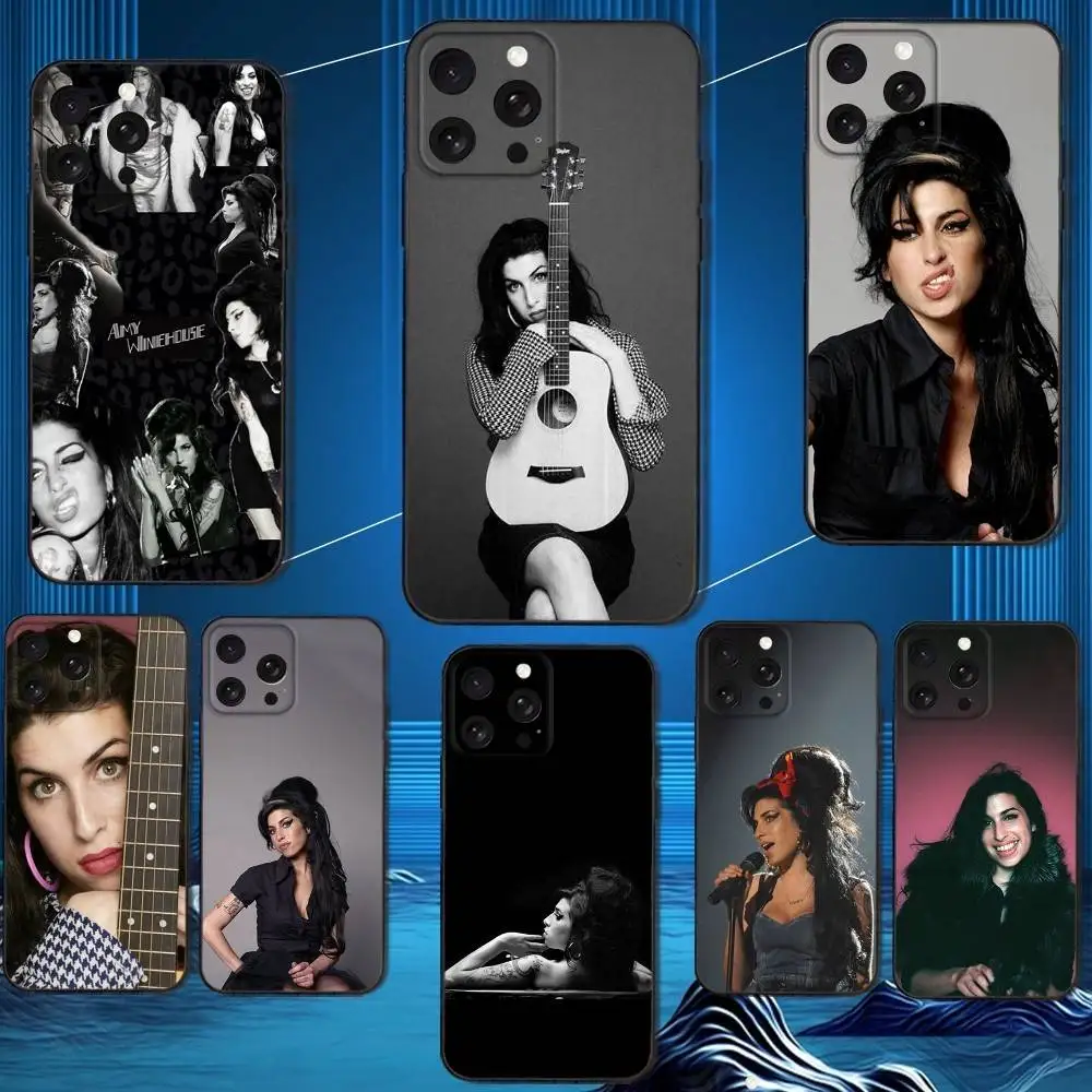 

Singer A-Amy Winehouse Phone Case For iPhone 16,15,14,13,12,11 Plus,Pro Max,XS,X,XR,SE,Mini,8,7,Soft Silicone Black Cover