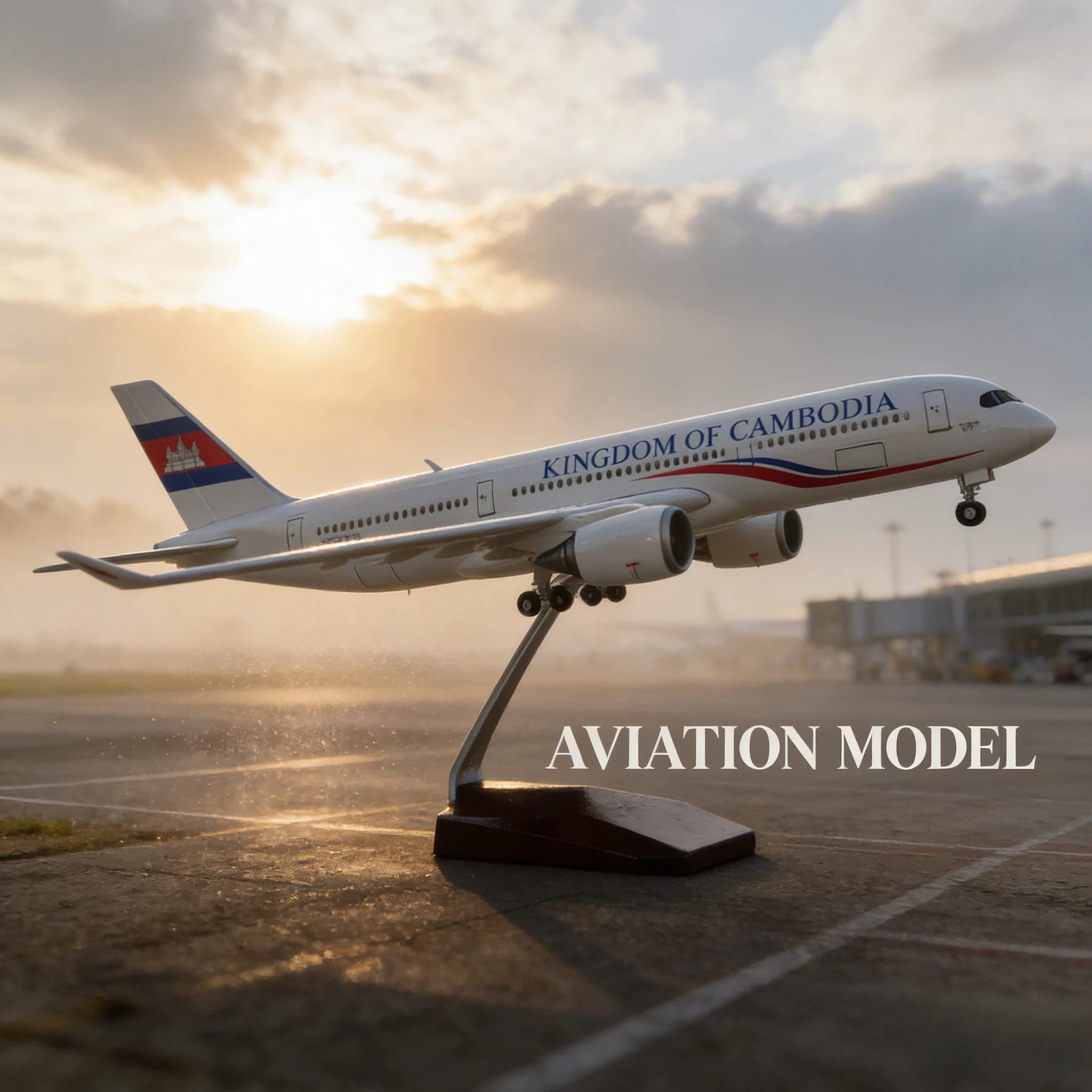 

Cambodia Airways A350 Airplane Model with LED Lights and Wheels Static Simulation Display Ornament for Collectors