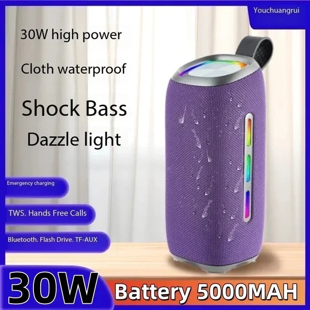 30W High Power RGB Wireless Portable Bluetooth Speaker Outdoor Waterproof Wireless Audio Column Music Center Subwoofer Soundbox