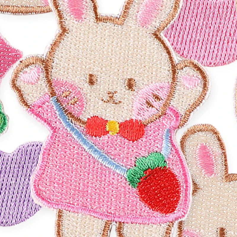 18 teile/los Diy Kaninchen Nette Selbstklebende Eisen Patches Für Kleidung Gestickte Auf Jacken Aufkleber Pack Tiere Nähen Stoffe Kinder – Detail 4