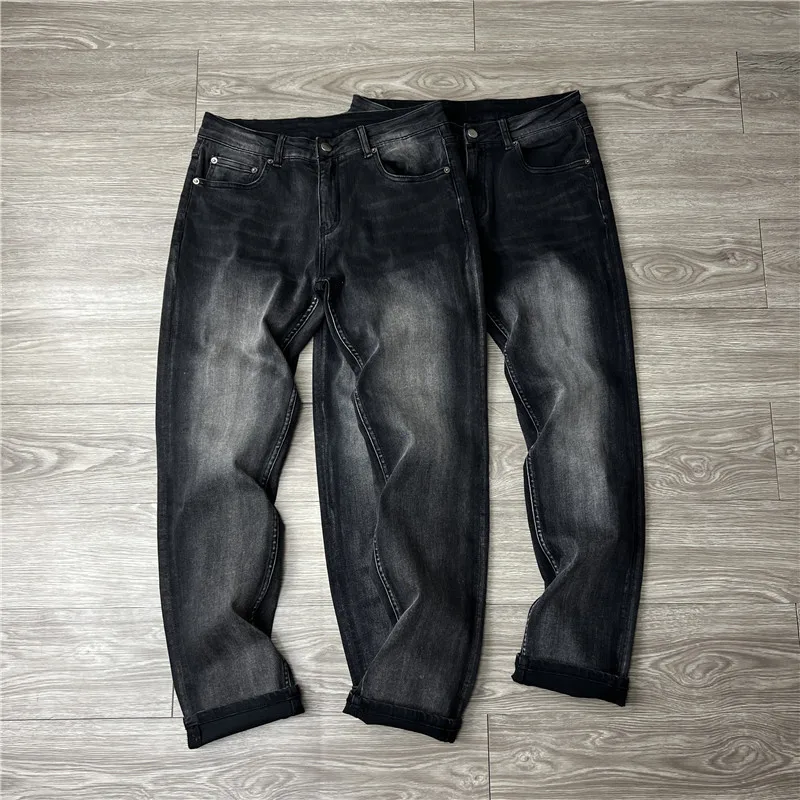 

Удобные эластичные повседневные джинсы для мужчин, приятные для кожи, длинные брюки, высококачественные джинсы слим-фит на все сезоны, молодежные, модные