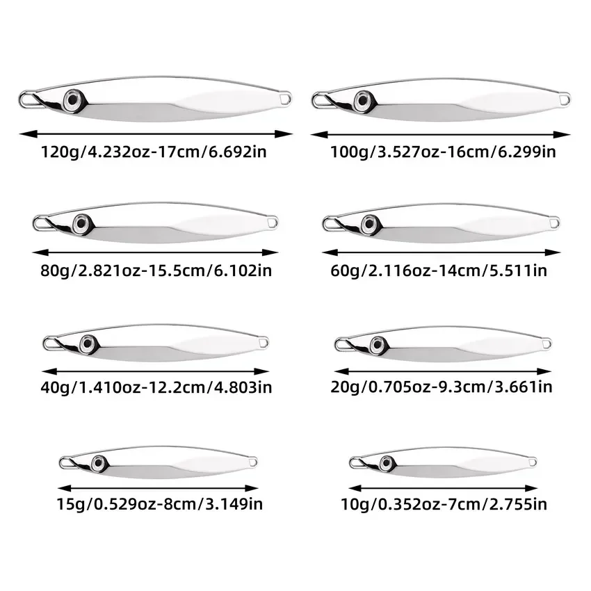 20 szt. Metalowych Przynęt Wędkarskich Jig 30g 40g 60g Crankbait Jig Spoon Wobler Przynęta do Wędkarstwa Morskiego Pesca Srebrzyste — zdjęcie 4