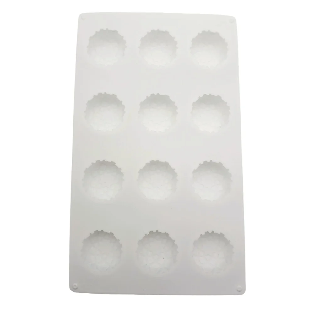 New Arrival Round Mesh Web Shape Silicone Mousse Cake Mold 12 Hole Non Stick Dessert Chocolate Ice Cream Jelly Candy Baking Tool