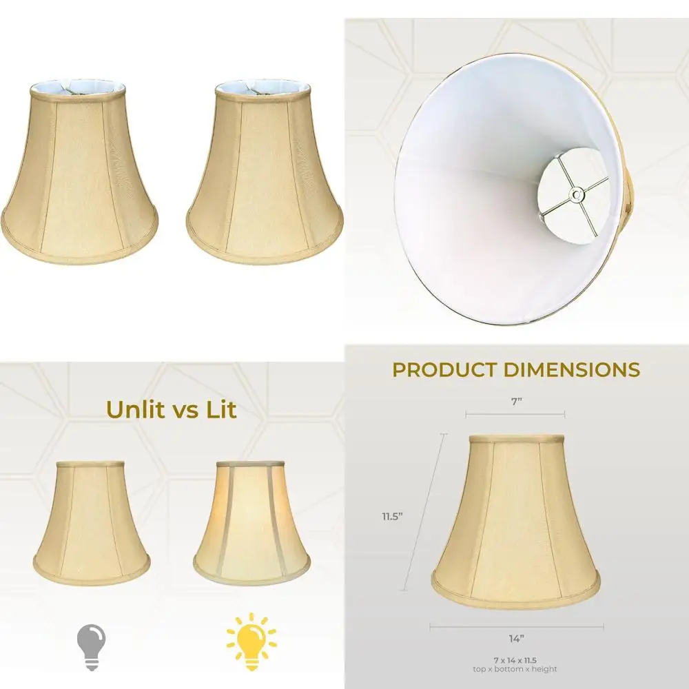 مجموعة ظلال المصابيح الأساسية من True Bell مكونة من 2، 7 × 14 × 11.5 بوصة، لمسة نهائية ذهبية عتيقة، مقاس كبير لديكور المنزل