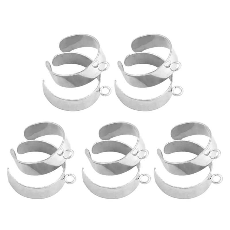 10pcs 조정 가능한 반지 기본 빈 DIY 오픈 손가락 반지 설정 스테인레스 스틸 구성 요소 맞춤 보석 용품