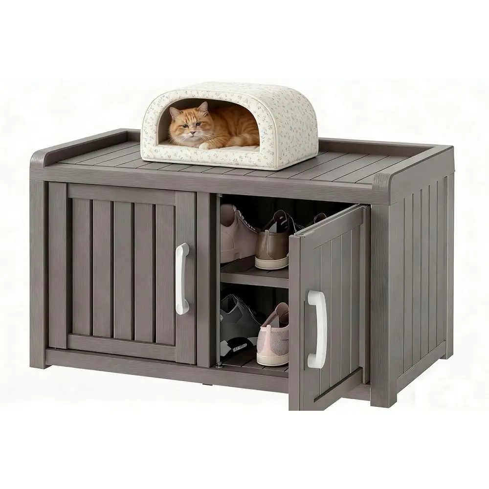 

UV-Resistant Outdoor Shoe Storage Cabinet with Adjustable Shelves, Ideal for Entryway, Bedroom, Hallway, and Living Room (Classi