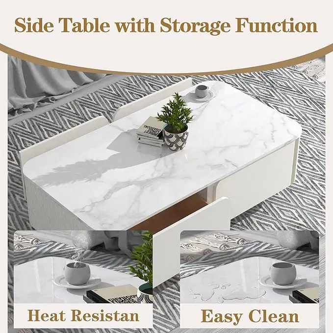 Meble do salonu z miejscem do przechowywania Wyprzedaż Duży zestaw luksusowych, nowoczesnych stolików kawowych w stylu mid-century z białą drewnianą ramą